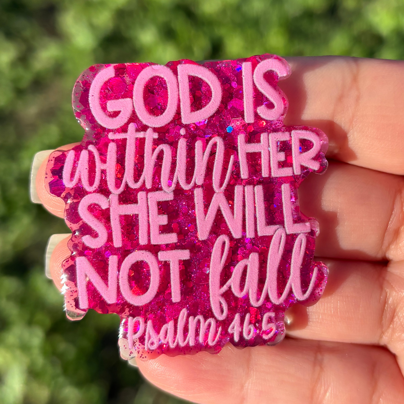 Psalm 46:5 Scripture Badge Reel – 2" 💗✝️