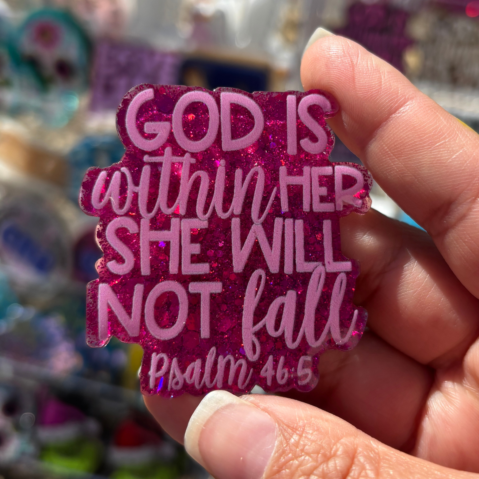 Psalm 46:5 Scripture Badge Reel – 2" 💗✝️