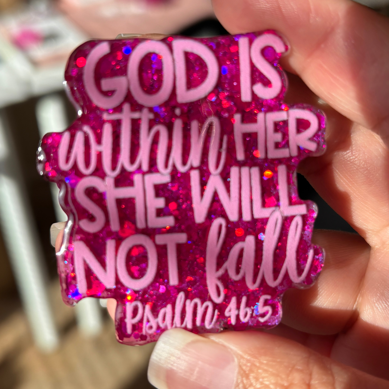 Psalm 46:5 Scripture Badge Reel – 2" 💗✝️