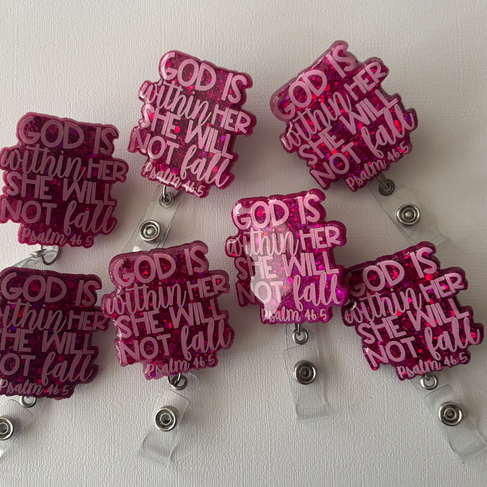 Psalm 46:5 Scripture Badge Reel – 2" 💗✝️